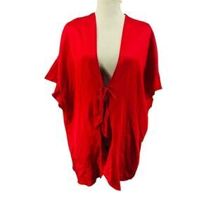 Victoria's Secret Second Skin Red Satin Robe Flutter Sleeve Womens OS